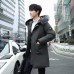 Men's Warm Winter Jacket Fitted Korean Version Of Casual Long Section Of Handsome Hooded Fur Collar Coat Tide Wild