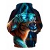 Men Domineering Tiger Pattern Hoodie 3D Digital Animal Print Top Casual Hooded Pullovers