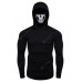 Men Halloween Themed Skull Mask Drawstring Long Sleeve Hoodie Sweater