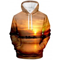 Men's Hoodie Creative 3D Beach Sunset Print Hooded Sweatshirt