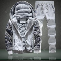Men's Three-layer Warm Thick Velvet Sweater Hooded Jacket Male Suits