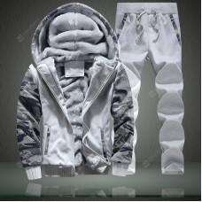 Men's Three-layer Warm Thick Velvet Sweater Hooded Jacket Male Suits