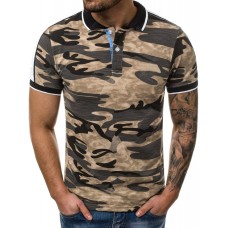 Camouflage Print Shirt Collar T Shirt
