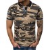 Camouflage Print Shirt Collar T Shirt