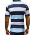Casual Fashion Men's Lapel Short Sleeve Striped T-shirt