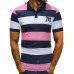 Casual Fashion Men's Lapel Short Sleeve Striped T-shirt