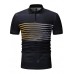 Fashion Casual Men's Lapel Short Sleeve Striped T-shirt