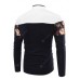 Men Fashion Stitching Color Stand Collar Long-sleeved T-shirt