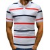 Men's Casual Fashion Lapel Short Sleeve Striped T-shirt