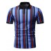Men's Casual Fashion Lapel Striped Short Sleeve T-shirt