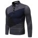 Men's Turn-down Collar Contrast Color Long Sleeve T-shirt