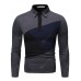 Men's Turn-down Collar Contrast Color Long Sleeve T-shirt