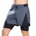 Men's Elastic Quick-drying Sports Pants Running Fitness Double-layer Shorts
