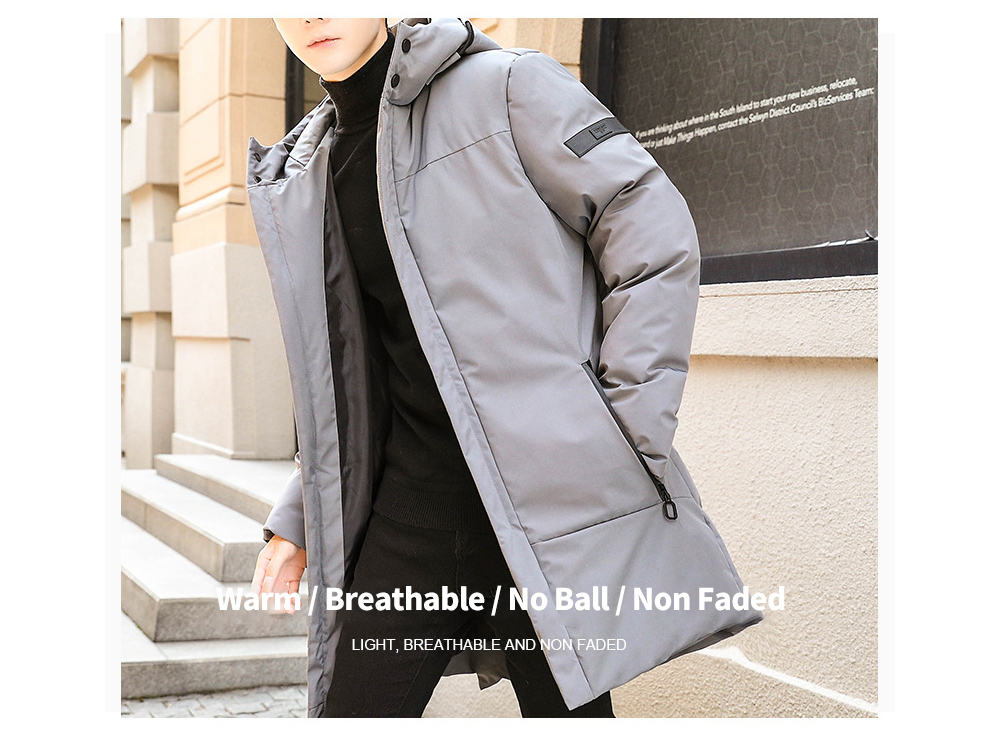 Winter Men's Mid-length Padded Jacket Padded Warm Coat - Black XL Warm/Breathable/No Ball/Non Faded