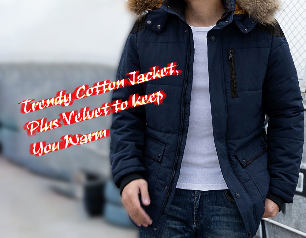 Men's Padded Jacket Plus Velvet Warm Cold Men's Cotton Jacket - Canglan XL
