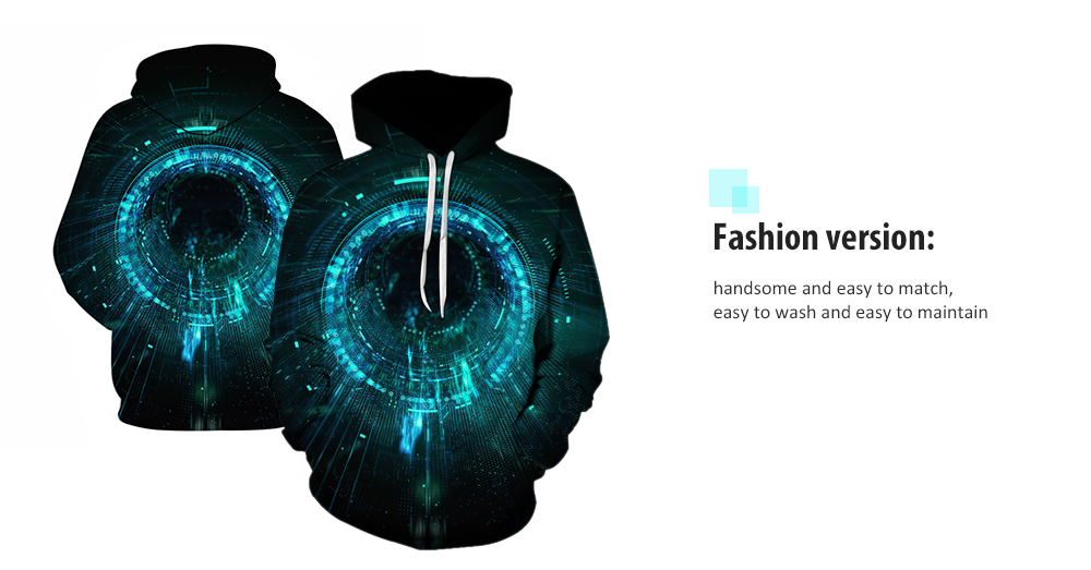 Men Tunnels Pattern Hoodie Creative 3D Digital Printing Sweater Casual Pullover Hooded Top - Multi-B XXS
