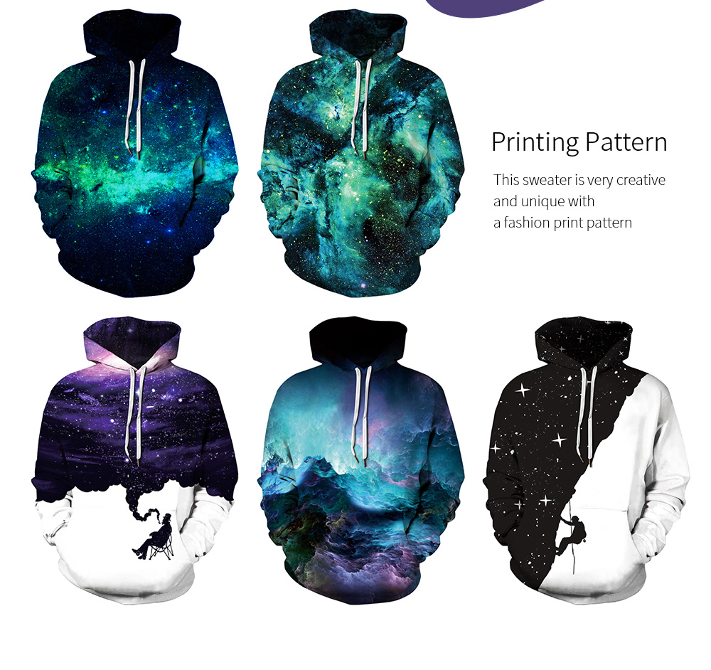 Starry Sky Digital Printing Couple Casual Sweater