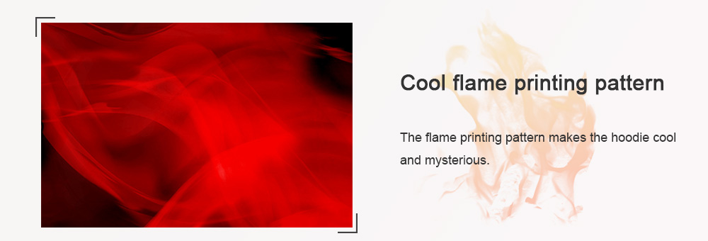 Men's Hoodie Creative Flame Print- Red Wine S