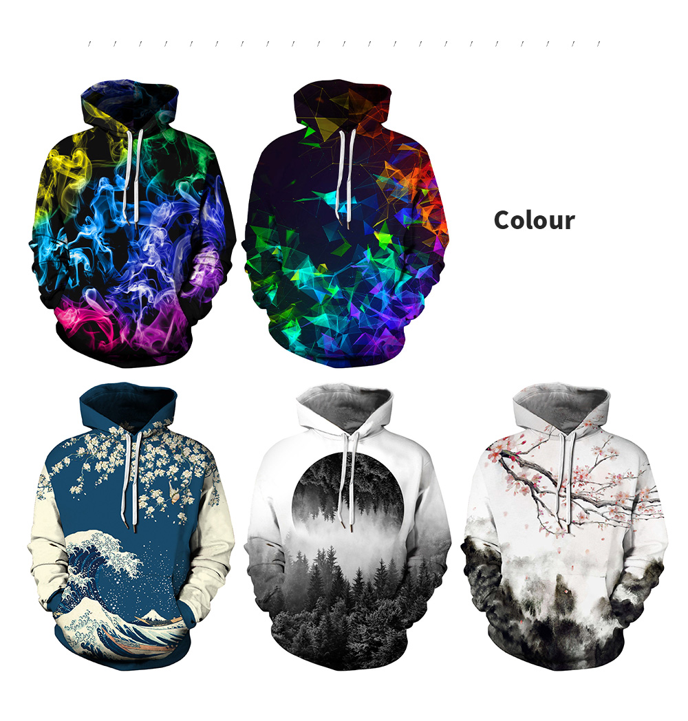 Amoy 3D Forest Digital Print Hooded Sweater