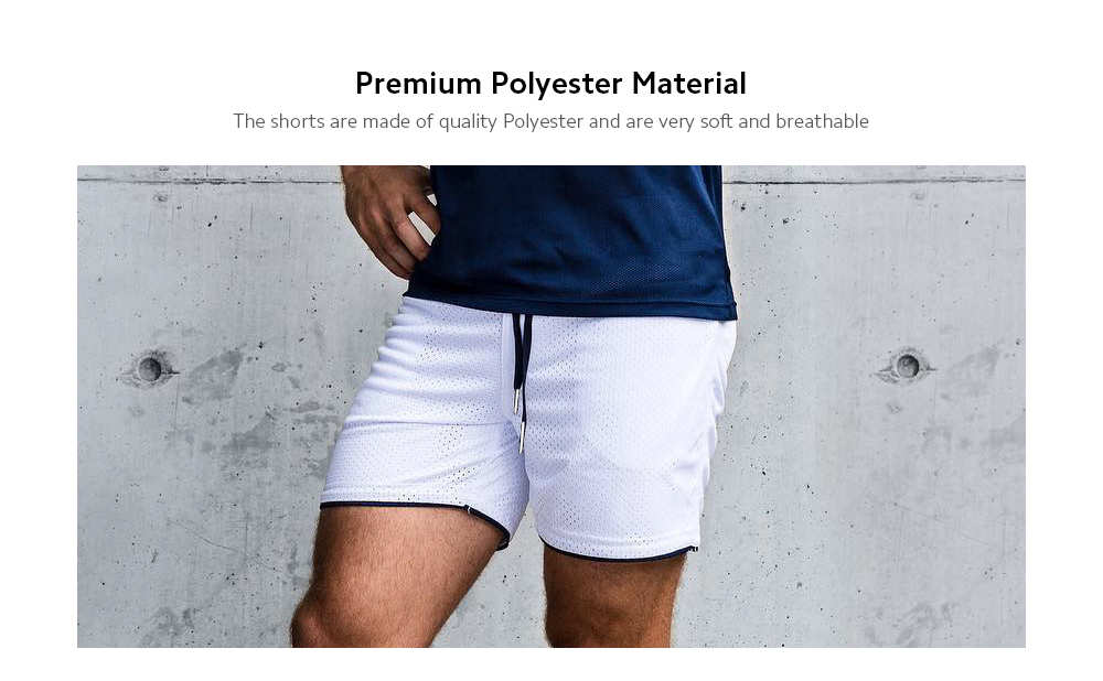 Men's Summer Five Pants Casual Network Eye Breathable Quick-dry Double Basketball Sports Shorts - White XXXL