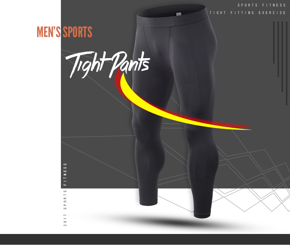 Sports Pants Men's Elastic Speed Dry Tight Trousers Gym Training Yoga Running Strings - Pants M5845 All Black XXXL