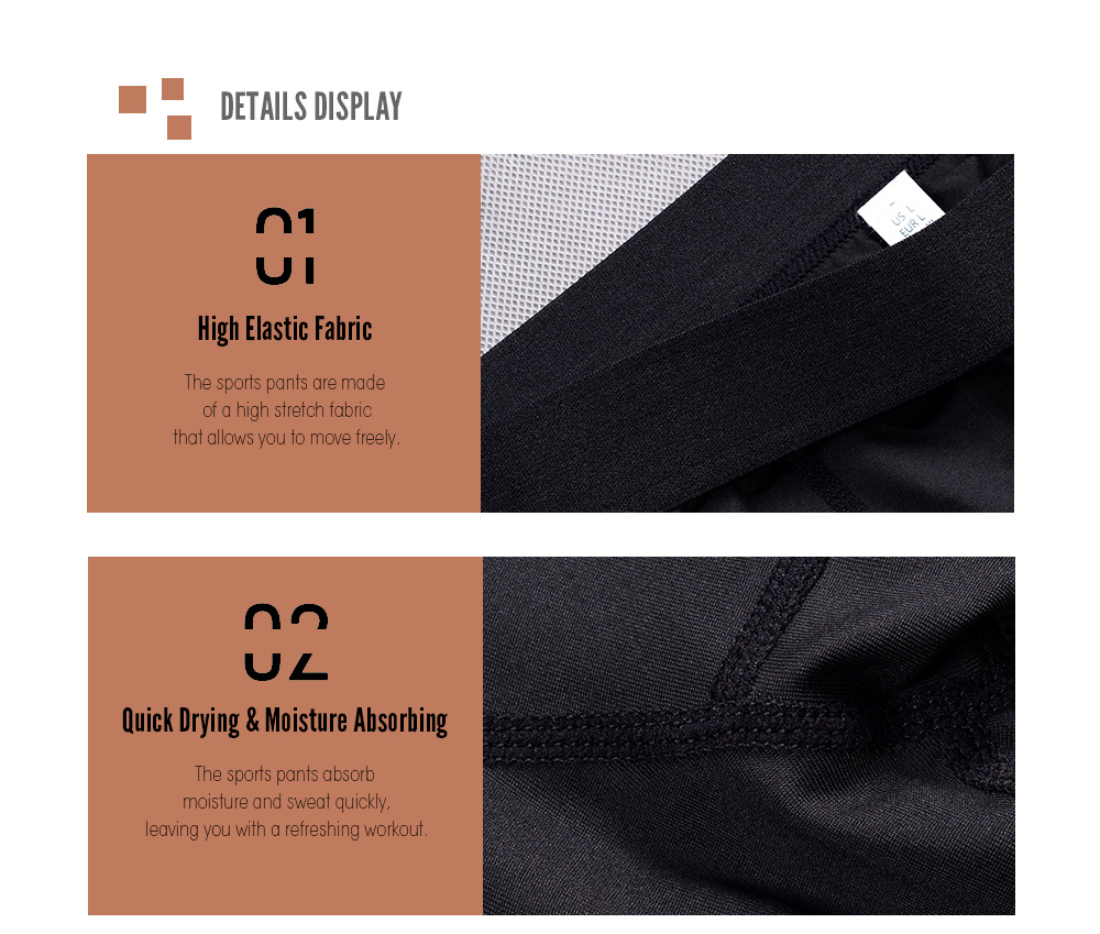 Sports Pants Men's Elastic Speed Dry Tight Trousers Gym Training Yoga Running Strings - Pants M5845 All Black XXXL