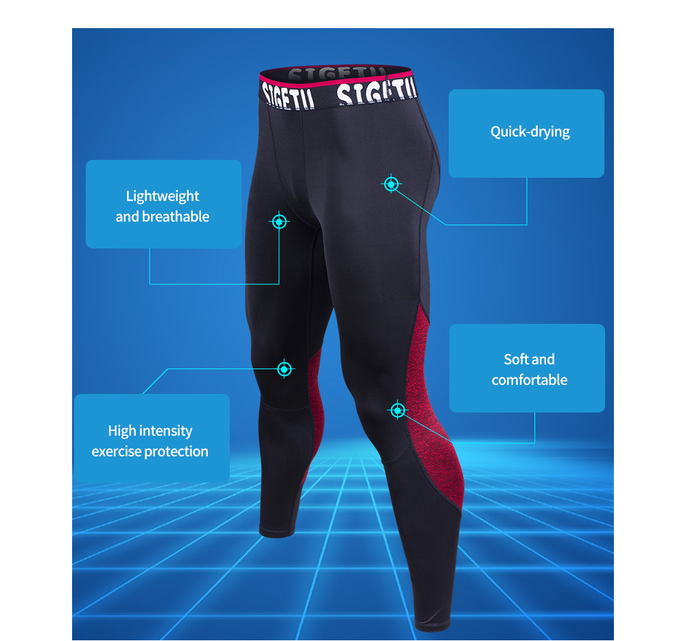 Large Size Sports Trousers Male High-speed Dried Pants Training Fitness Pants Outdoor Basketball Running Leggings - Leggings P17131 Black + Big Red Line XL