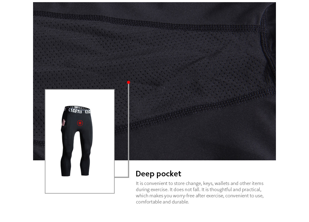 Men's High-elastic Breathable Quick-drying Seven Pants Deep pocket