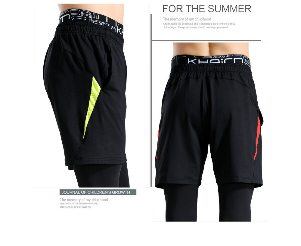 Sports Shorts Men's Tight-fitting Trousers Outdoors Sweating Running Fitness Five Pants Muscle Brothers - Shorts P17113 Black + Iron Ash M
